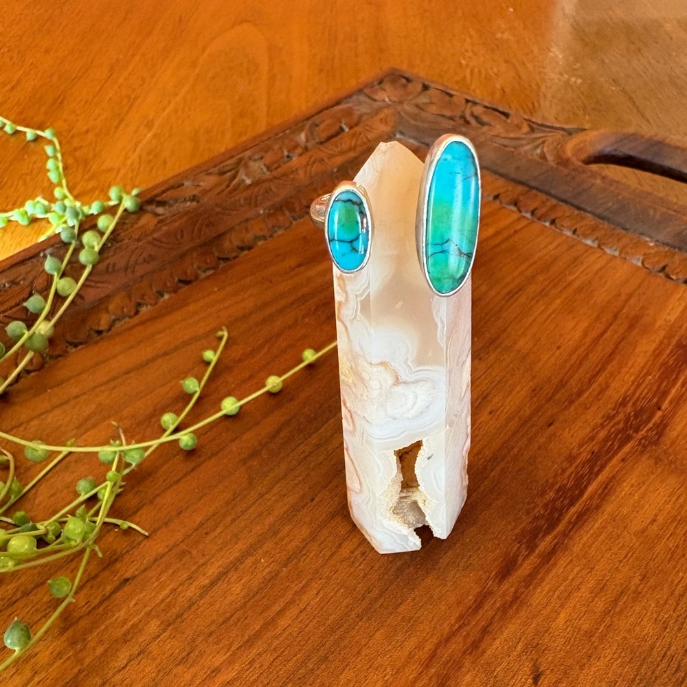 Turquoise sterling silver adjustable ring size 9 Sharon Sandoval San Felipe